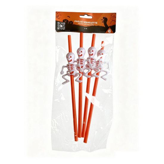 Plastic Halloween Straw, Spooky Pumpkin Skull Skeleton Drinking Straw for Halloween Party Favors, Kitchen Table Decor