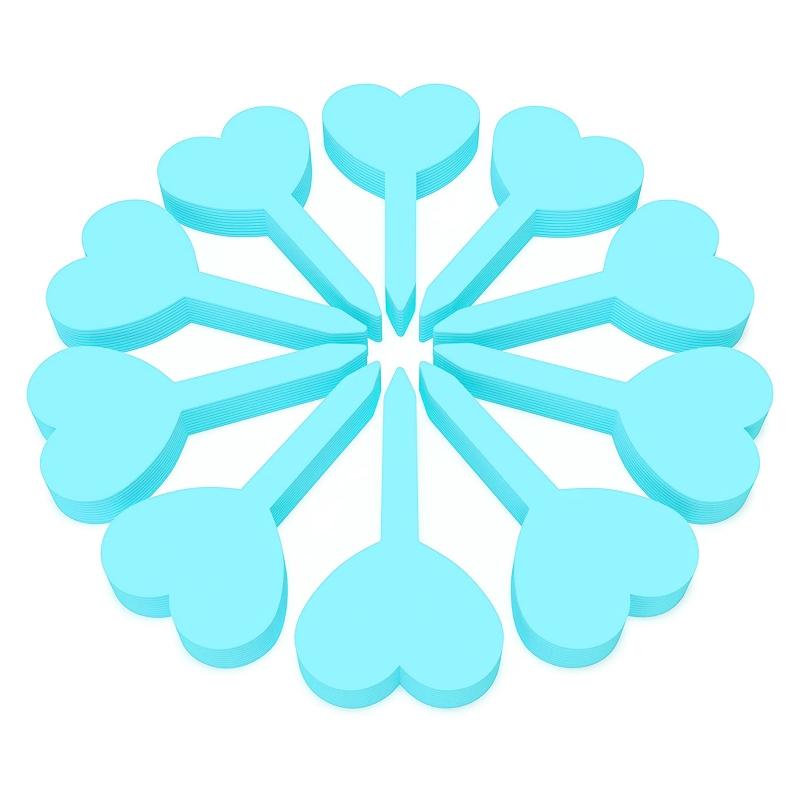 

100 шт. Пластиковые бирки для растений T-типа 4,6x8,2 см, этикетки для питомника, водонепроницаемые, легко пишущиеся, дизайн в форме сердца небесно-голубой