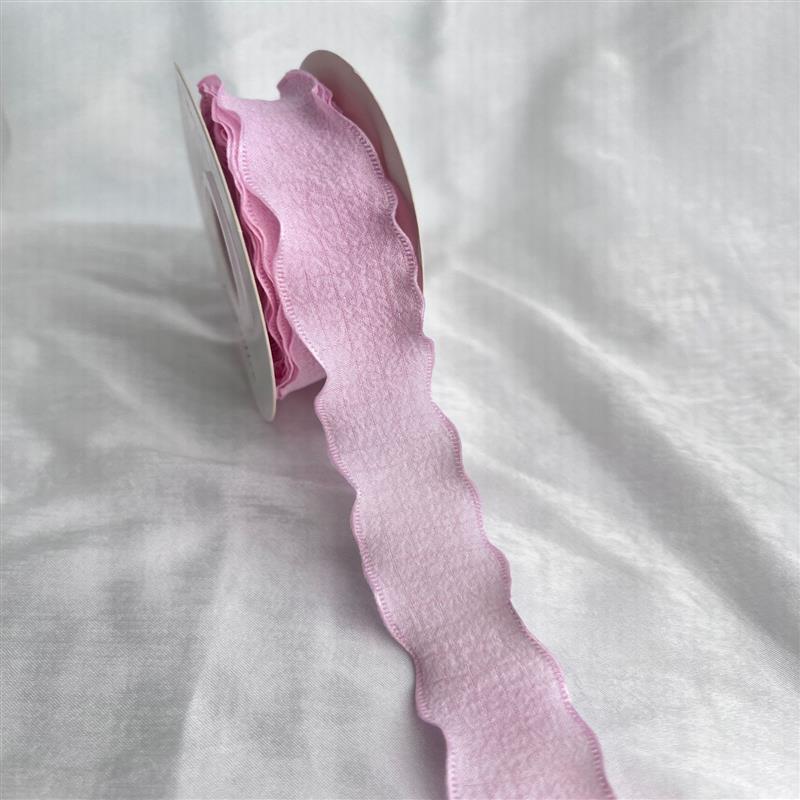10 Yards Fishtail Yarn Ribbons Gift Wrapping Bouquets 2.5Cm Chiffon Ribbon Wave Edge Pleated Diy Decor