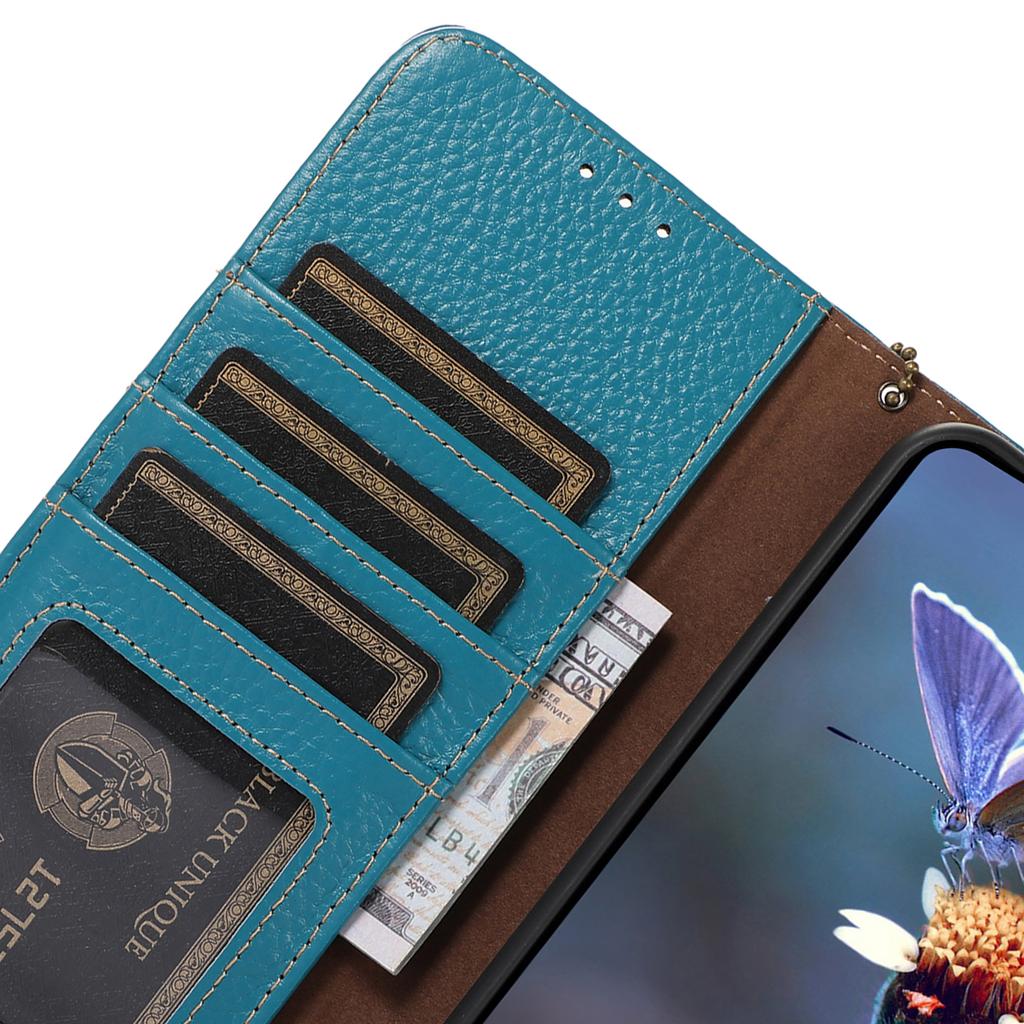 For Xiaomi 14T Case RFID Blocking Litchi Texture Genuine Cow Leather Phone Cover
