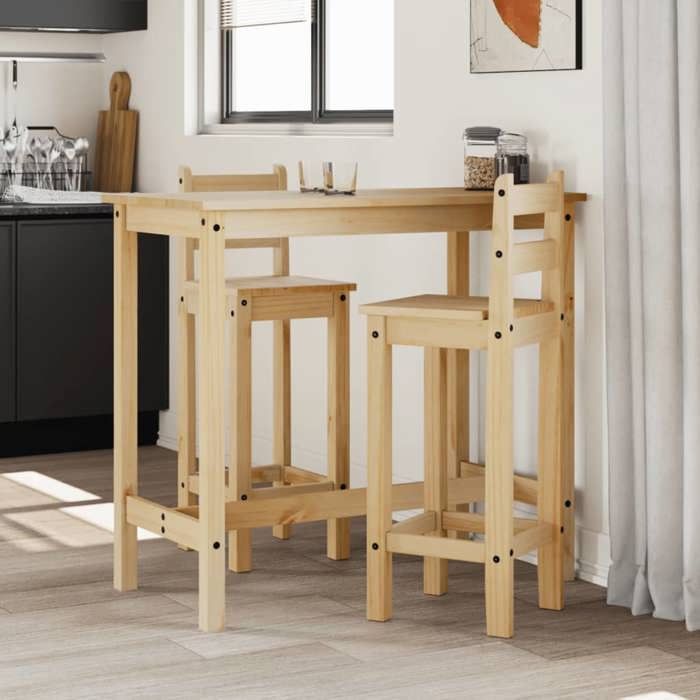 VidaXL Ensemble de bar 3 pcs Bois de pin massif, ensemble de pub, ensemble de meubles, tabouret de bar en bois, ensemble de 4005690