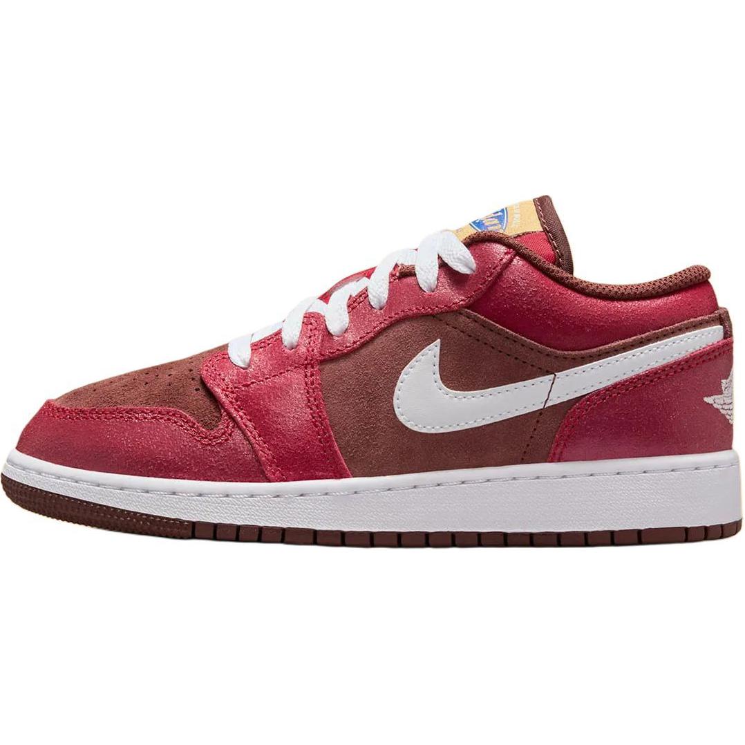 Jordan 1 Low GS Red Gold Kids Sneakers HF3202-200 38.5