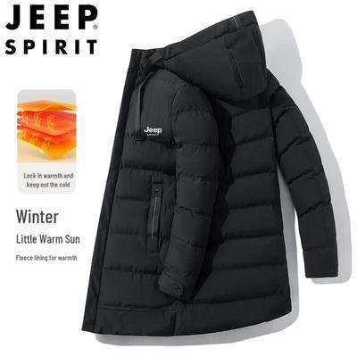 JEEP SPIRIT Men's Mid-Length Hooded Puffer Jacket