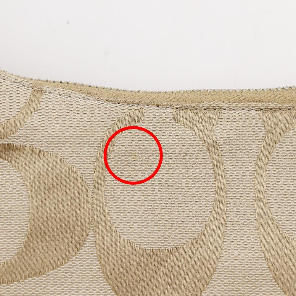 Coach Signature Shoulder Bag F19218 2WAY Beige Nylon Canvas Women Used