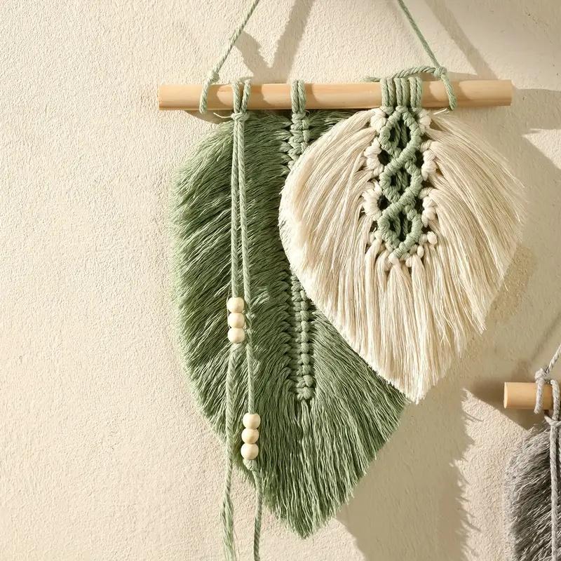 

Small Macrame Wall Hanging Boho Woven Leaf Macrame Tapestry Wall Art for Bedroom Home Room Decor GIft for Women Girls