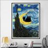 5D DIY Diamantmalerei Van Gogh Sternennacht Katze Kreuzstich Strass Mosaik DIY Stickerei