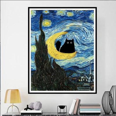 5D DIY Diamond Painting Van Gogh Starry Sky Cat Cross Stitch Rhinestone Mosaic DIY Embroidery