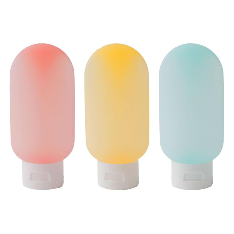 

travel bottle 3 sets [Safe bottle that prevents leakage] shampoo lotion travel set refill for travel subdivision With sticker (Multicolor, 60ml)