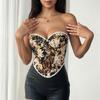 French Lace Tie Fishbone Camisole - Retro Floral Print Women's Top