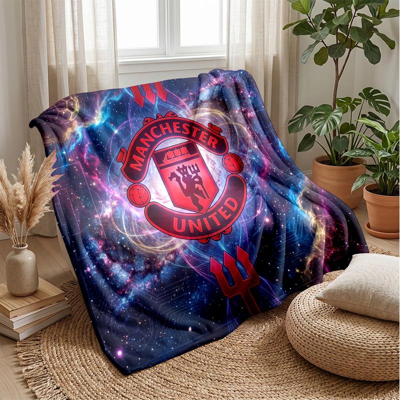 Manchester United Theme Blanket Soft Flannel Blanket Plush Throw Blanket Cozy Sofa Bed Blanket for Home Decor