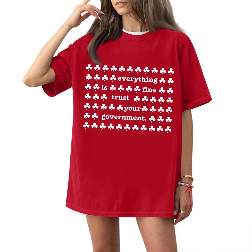 Women's And Men's Fashionable Round Neck Casual Print Short Sleeved T-shirt Top