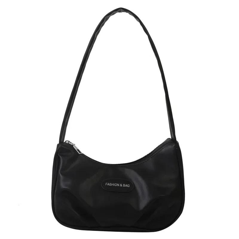 Women Solid Color PU Crescent Crossbody Bag Zipper Closure N-Detachable Strap Carry Phe Lipstick Wallet Compact Essentials