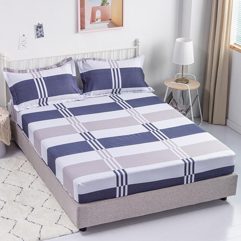 1 skin-friendly Bed Cover  cotton  Printing fitted sheet with elastic band, single/queen/king size (without pillowcases)
