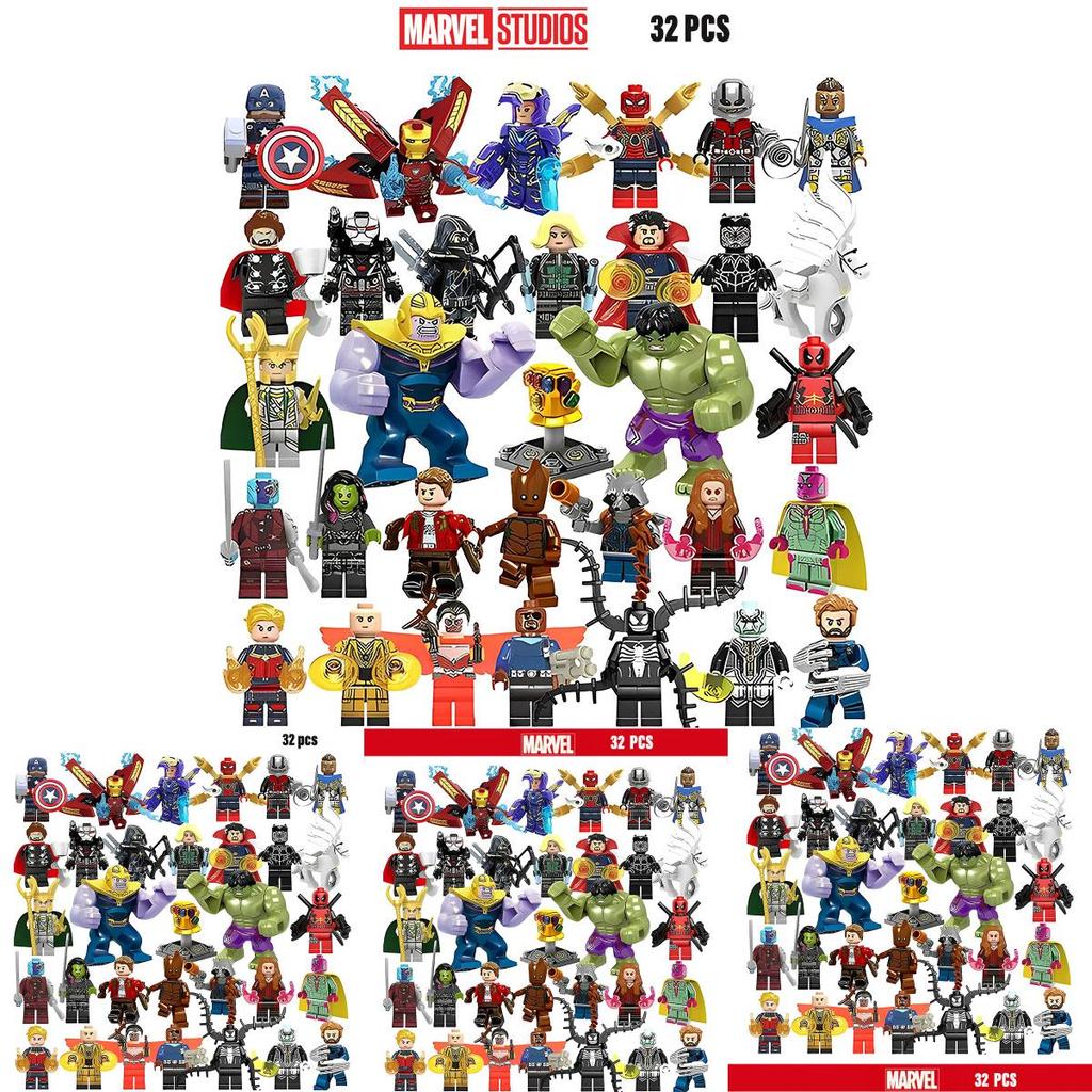 Marvel Superhero Boy Puzzle Building Block Toy Set 32pcs Plastic Material 4.5cm Height