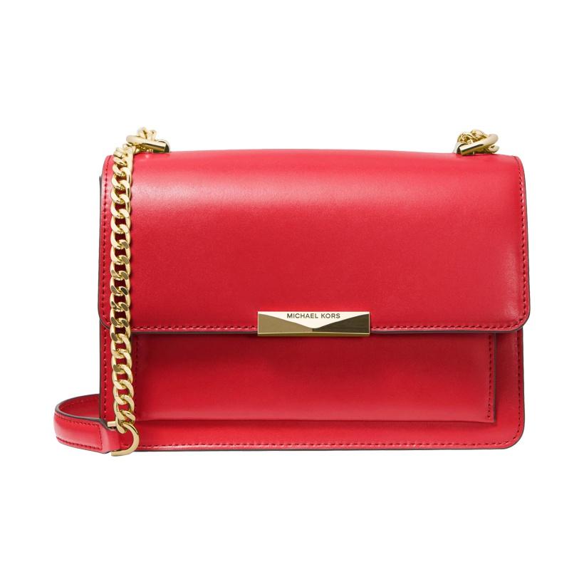 Michael Kors Jade Flap Chain Solid Color Minimalist Leather Shoulder Bag Women Shoulder Bag Red 30S9GJ4L9L683
