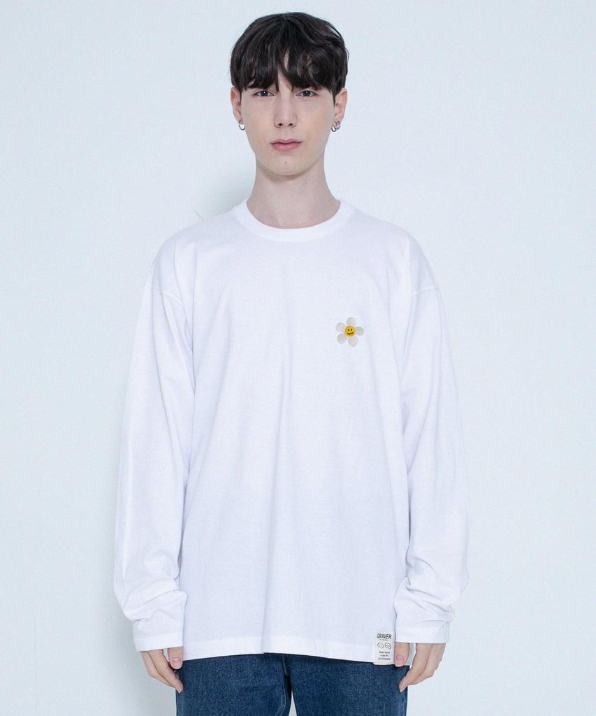 GRAVER [Unisex] Flower Dot Embroidered Long Sleeve_White