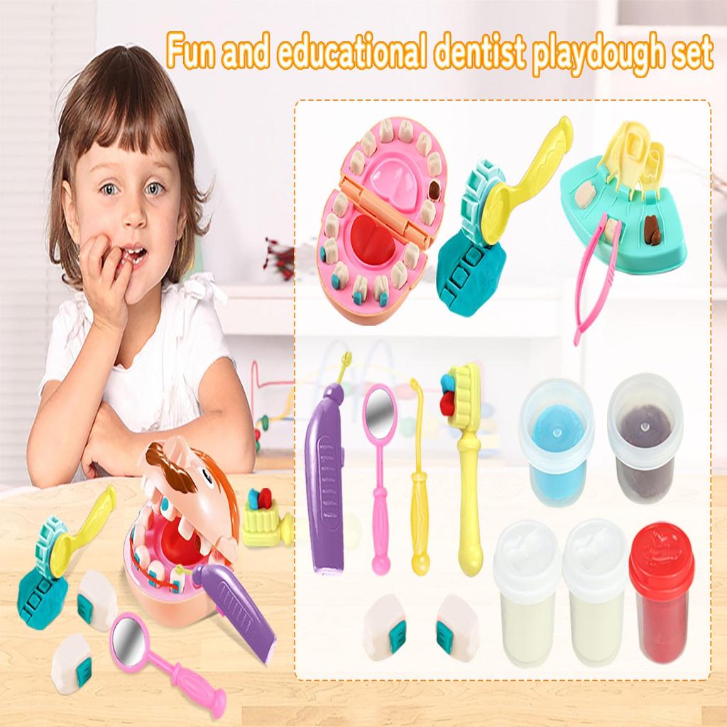 Set Gioco Dentista Per Bambini In Legno - 20 Pezzi Con Strumenti E Modello Dentale - Gioco Educativo 3-5 Anni Per Ruoli E Igiene Orale - 5