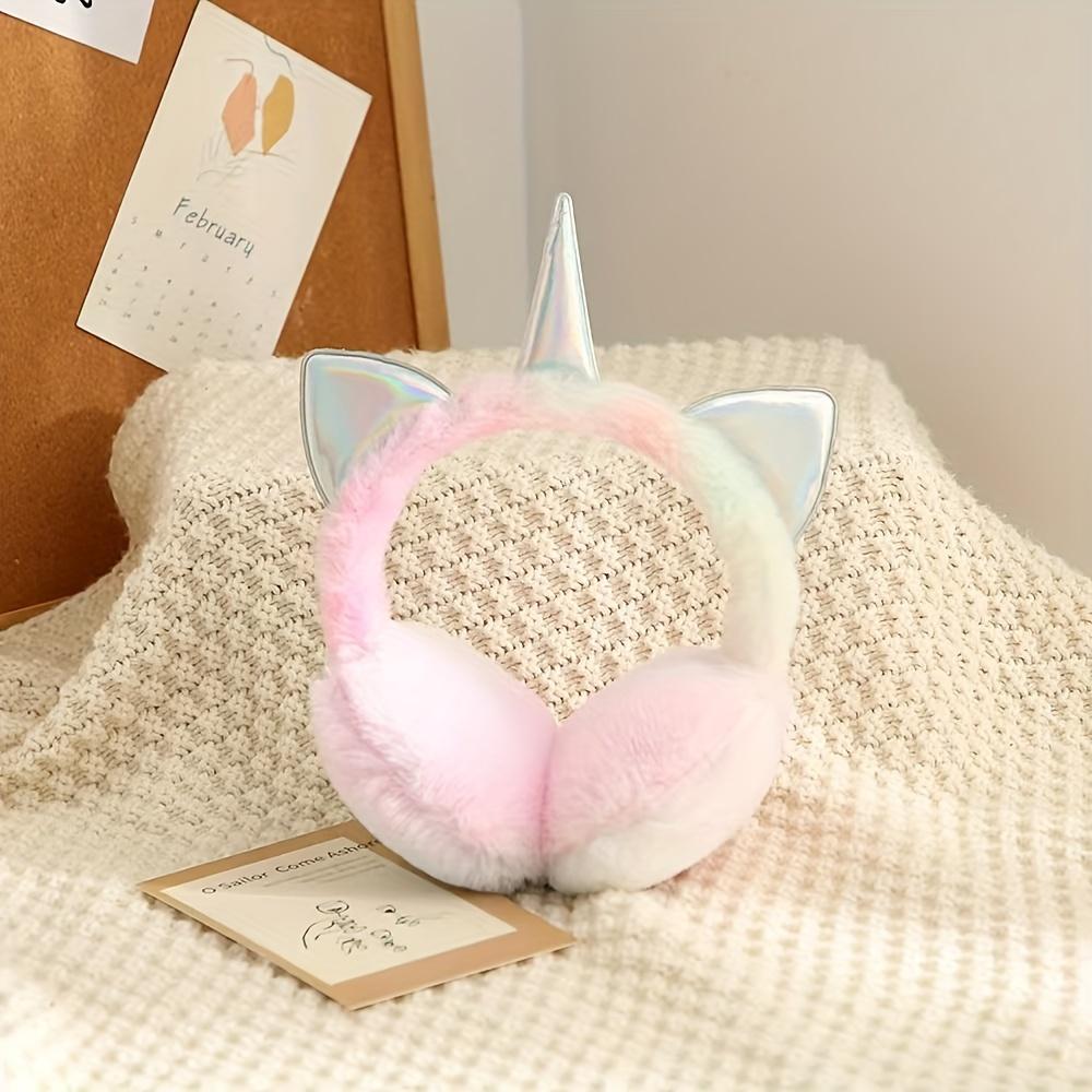 

Cartoon Rainbow Polyester Knit Ear Warmers Fitted Plush Earmuffs for Winter Hand Wash Cold Weather Accessories