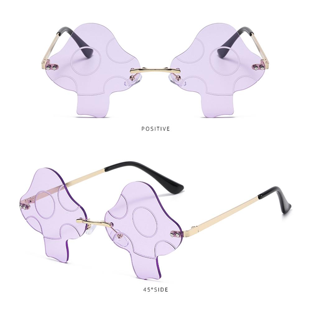 Attractive Glasses Women's Trendy Transparent Sunglasses Mushroom Shape Irregular Sun Glasses Rimless Fun Eyewear For Girls