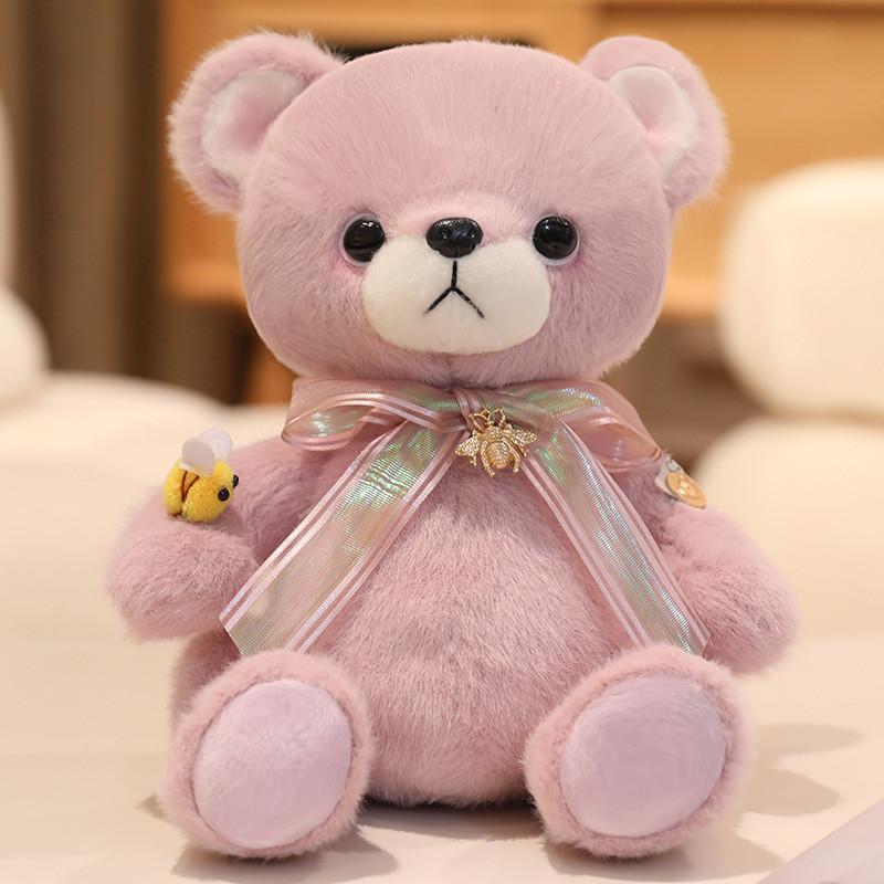 Decoration Bow Cute Deer And Bear Plush Toy Doll For Room Decoration And Gift