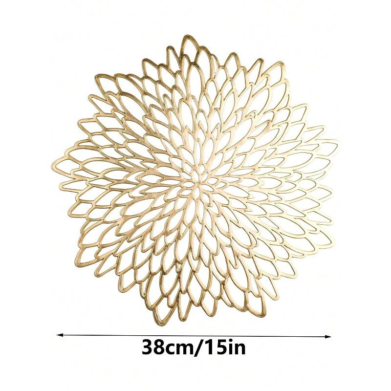 Gold Flower Pattern Round Placemats