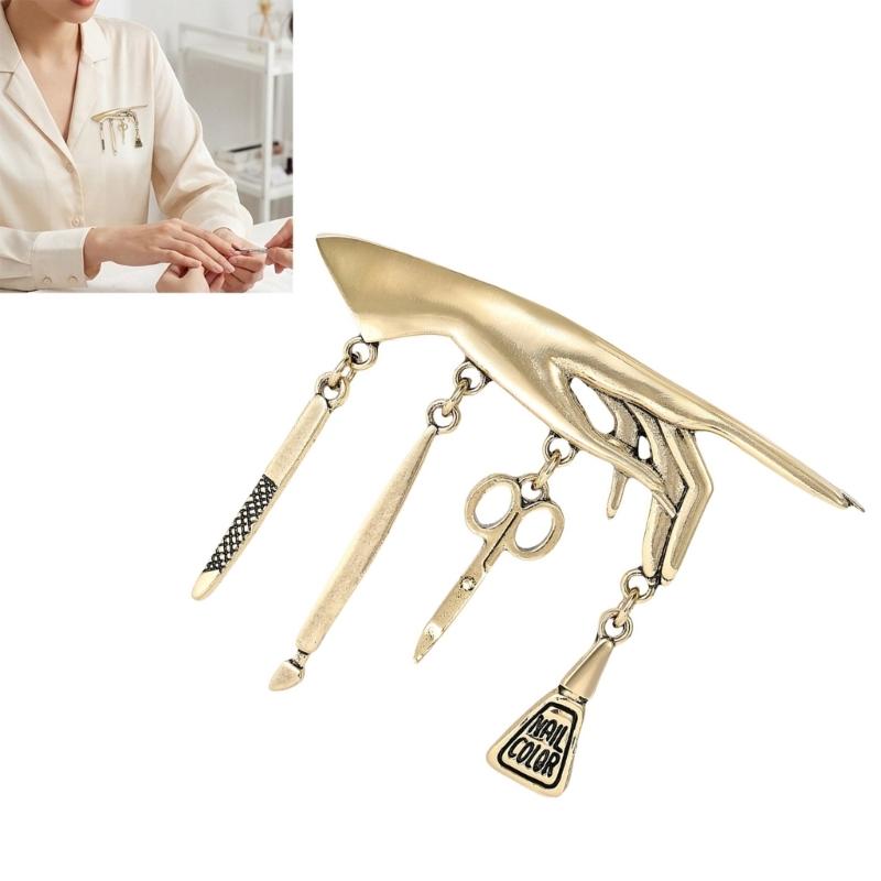 Metal Brooch Hand Nail Polishing Tools And Tassels Ornament Unisex Punk Accessory for Denims Jackets And Bags
