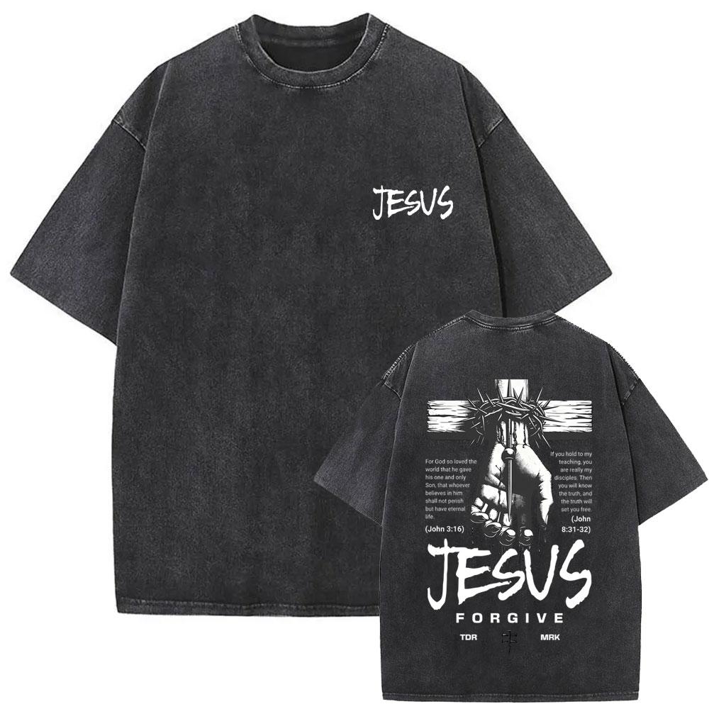 Awesome Christian Jesus Bible Verse Vintage Washed Tshirts Men Women Casual Cotton Oversized T Shirts Hip Hop Retro Streetwear
