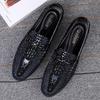Trend Sequins Mens Shoes Luxury Crocodile Pattern Loafers High-end Designers Genuine Leather Driving Shoes Party Shoes Moccasins