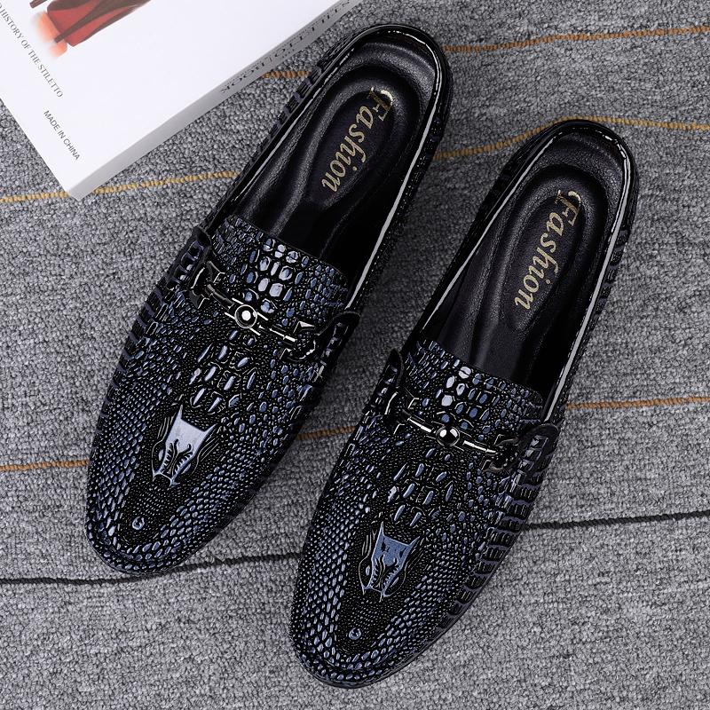 Trend Sequins Mens Shoes Luxury Crocodile Pattern Loafers High-end Designers Genuine Leather Driving Shoes Party Shoes Moccasins