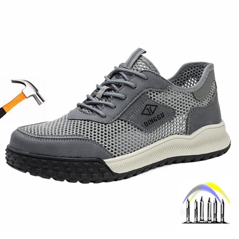 Summer Safety Construction Shoes Breathable Work Shoes with Mesh Work Boots with Steel Toe Cap Lightweight Work Sneakers for Men