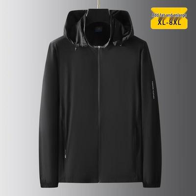 Men's Plus Size Ice Silk Detachable Hood Summer Jacket