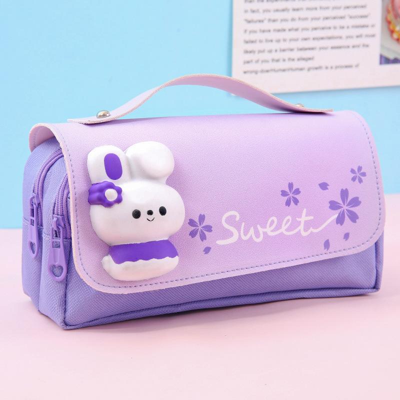 Stationery box pencil bag, primary school girl's simple large capacity, super cute girl's heart, decompression pencil case bag