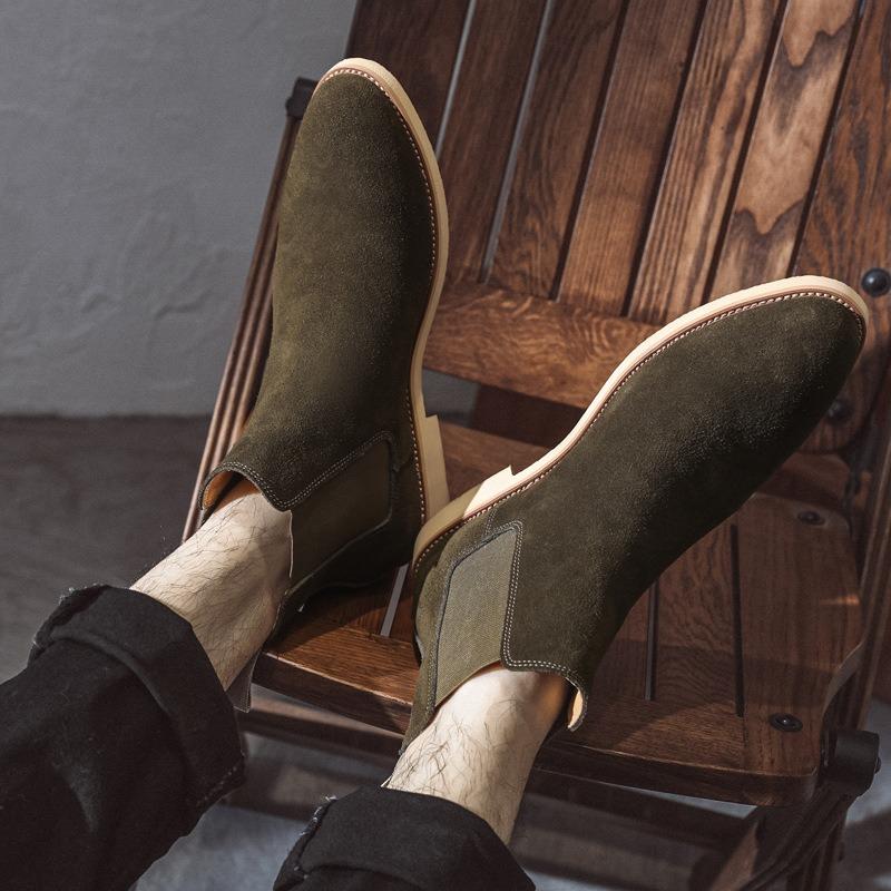Fashion Men's Chelsea Boots British Style Ankle Boots Suede Genuine Leather Boot New High-top Boots for Men Classic Business Dress Botas