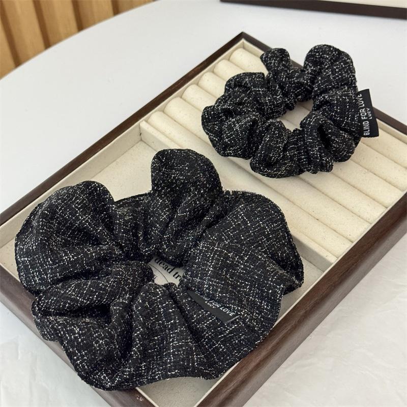 Fall and Winter Red Fashionable Knit Hair Ties Chic Elastic Ponytail Holders Knit Fabric with Texture Chrismas Hair Accessories