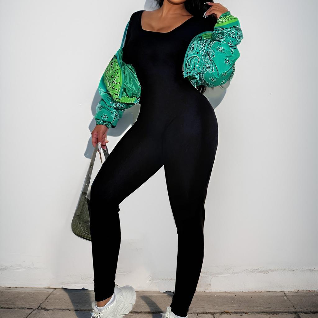 Square Neck Solid Color Ribbed Yoga Sports Pants Women Tight Sexy Cuffed One Piece Jumpsuit Fashion Beach Vacation Elegant Outfit