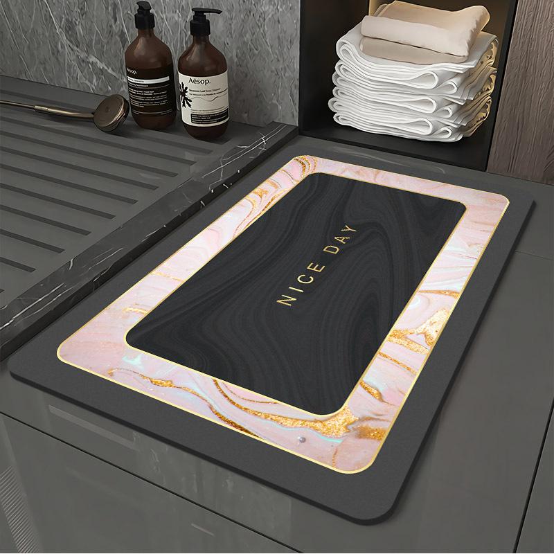 Light luxury style soft bathroom absorbent floor mat, quick drying anti fouling foot mat, washable bathroom