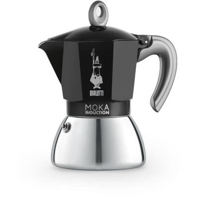 Italian Coffee Maker - BIALETTI - NEW MOKA INDUCTION - 6 Cups - 0.28 L - Black / Silver