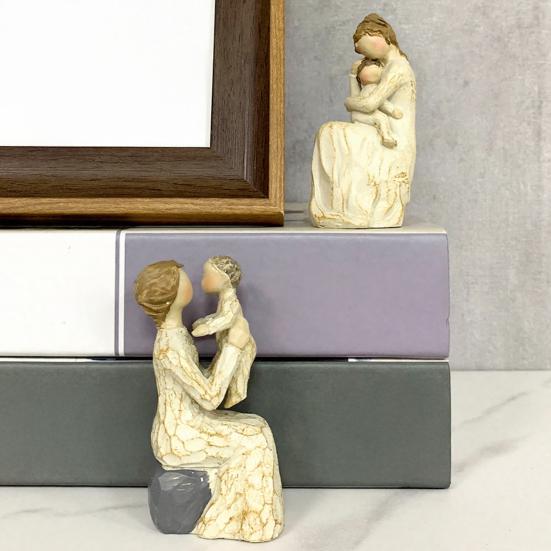 Yousheng Mother Daughter Figurine, Hand-Carved Resin Memorial Statue, Mom Birthday Gift from Daughter, Sentimental Birthday Gift for Mother, Sculpture