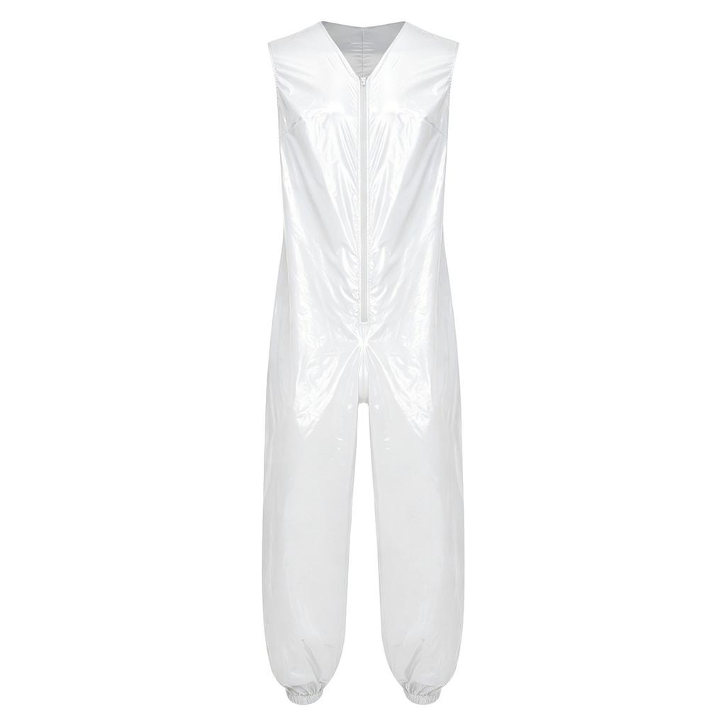 Men Waterproof Diaper Cover Bodysuit Sleeveless Zip Up Elastic Leg Opening One Piece Rompers Adaptive Jumpsuit