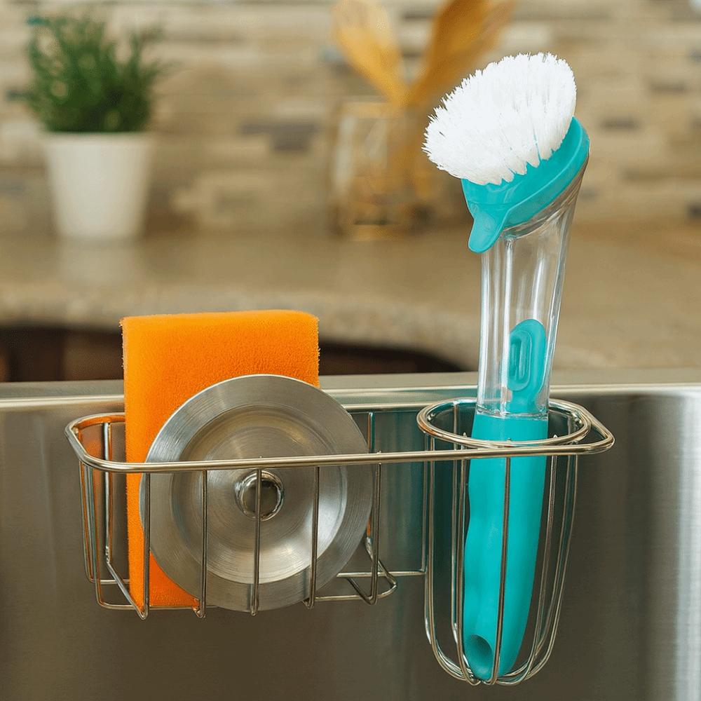 Stainless Steel Sink Hanging Basket Rounded Corners Sponge Storage Basket Sink Drain Rack  for Home