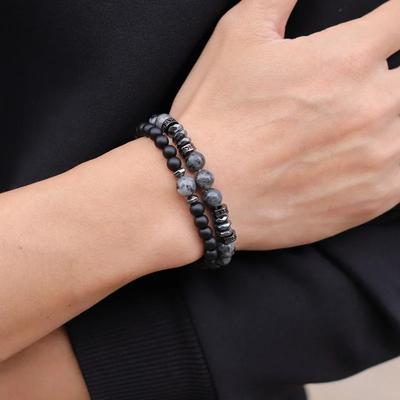Neuer Modeschmuck Schwarzer Zirkonia Armband Für Männer Unregelmäßiger Hämatitstein Heilendes Armband 8mm Natürliche Lava Tigerauge Armband Perlen