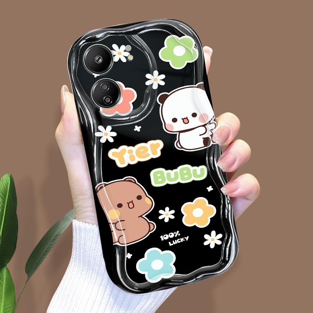 Cute Cartoon Pattern Cream Texture Casing Wavy Edge Soft Silicone Cover Phone Case for Xiaomi Redmi