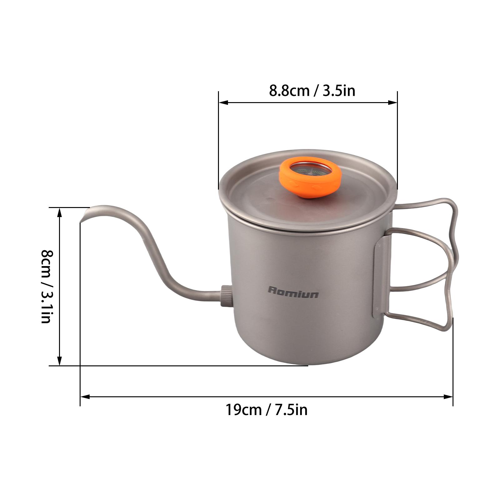 Outdoor Ti Pour Over Coffee Kettle 400ml Gooseneck Tea Kettle with Thermometer and Folding Handle Coffee Gooseneck Kettle