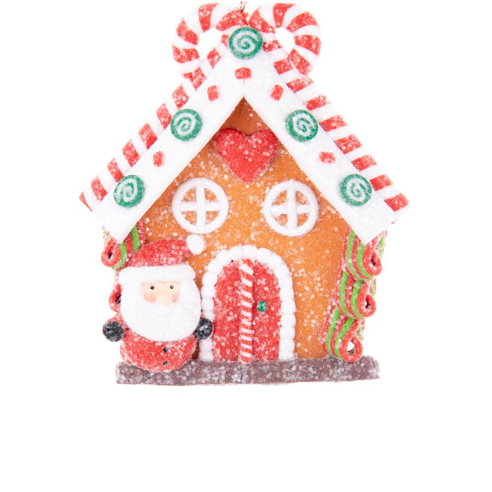 Christmas Polymer Clay Gingerbread House Ornaments, Xmas Tree Hanging Decorations (3 Pieces Per Set)