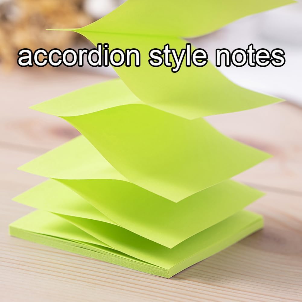 (16 Pack) Pop Up Sticky Notes 3x3 In Accordion Stickies Super Sticking Power Memo Pads Bright Colors