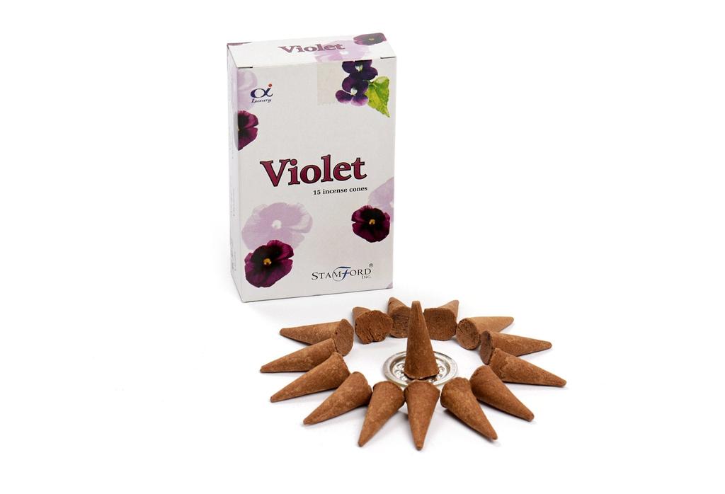 Violet Incense Cones 15 Pack With Holder Stamford