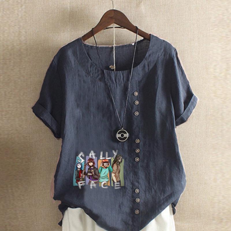 Women's Fashion Friends Prined Short Sleeve T-shirt Loose Cotton Shirt Casual Loose Summer Blouse Tops Plus Size