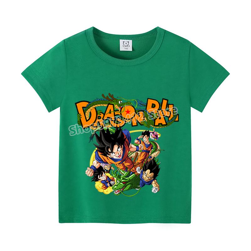Dragons Ball Z T-shirt Goku Cartoon Anime Figures Short Sleeves Casual Kid Tee Y2K Round Neck Top Boy Summer Child Clothing Gift