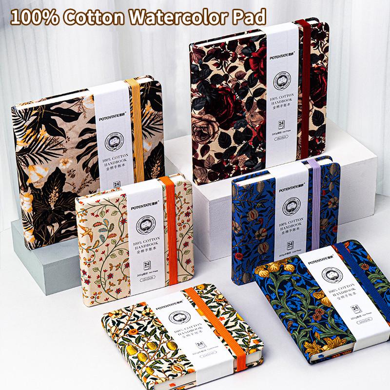 POTENTATE 100% Baumwolle Aquarellbuch 300g 24 Blätter Hardcover Aquarellpapierblöcke Quadratisches Skizzenbuch Kunst Zeichen Skizzenblock