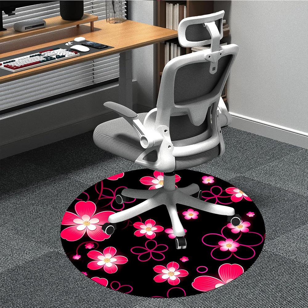 

1PC Floral Pattern Chair Carpet for Office, Indoor Non-Slip Washable Carpet, Soft Comfortable Mat For Office Room yy250930137 80cm by 80cm